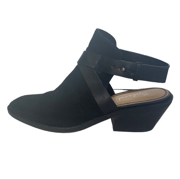 Splendid Shoes - Splendid Sasha Black Suede Open Back Ankle Booties